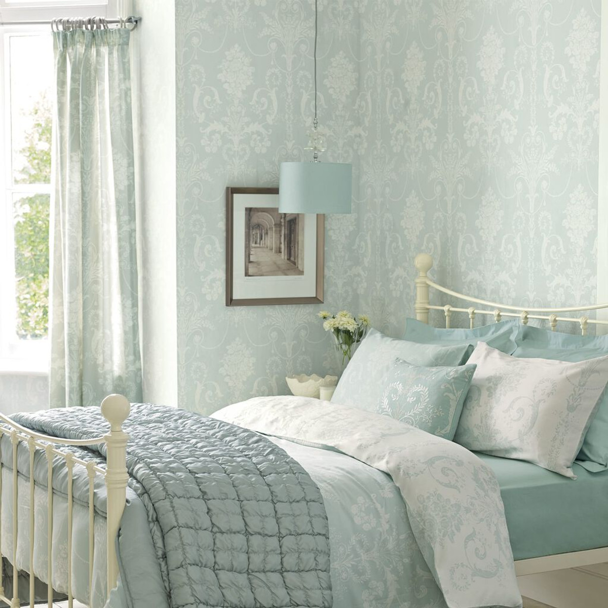 laura ashley josette duck egg wallpaper