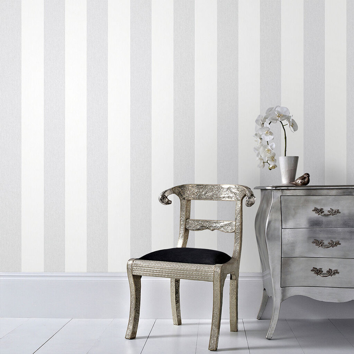 calico stripe grey wallpaper