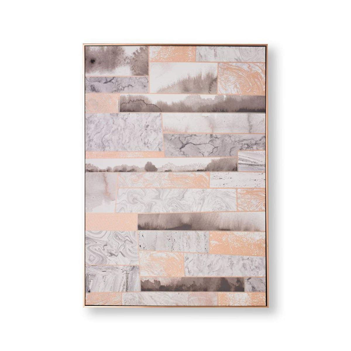 Rose Gold Quartz Dimension Framed Canvas Wall Art