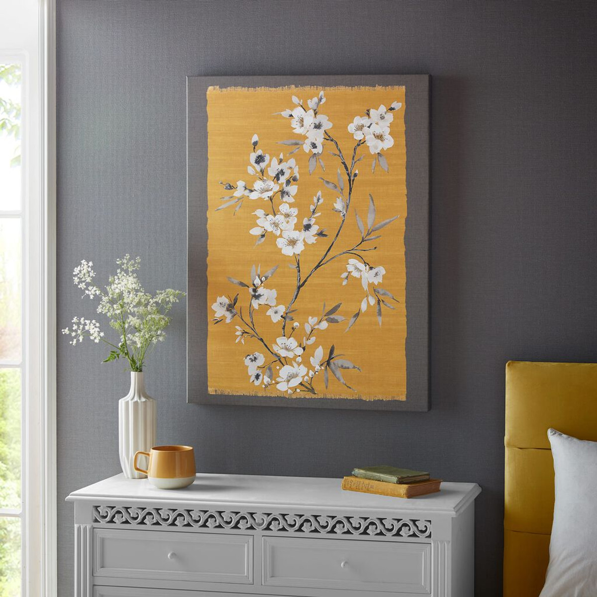 ochre blooms canvas wall art