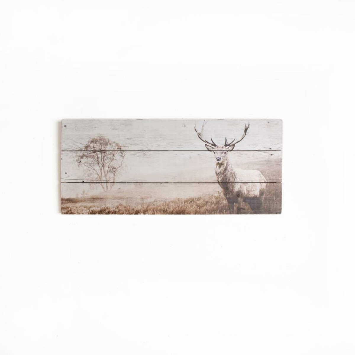 Stag Print On Wood Wall-art