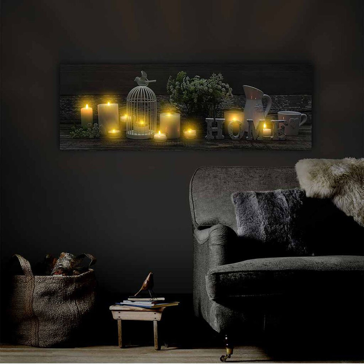 Toile Imprimée et Illuminée Home