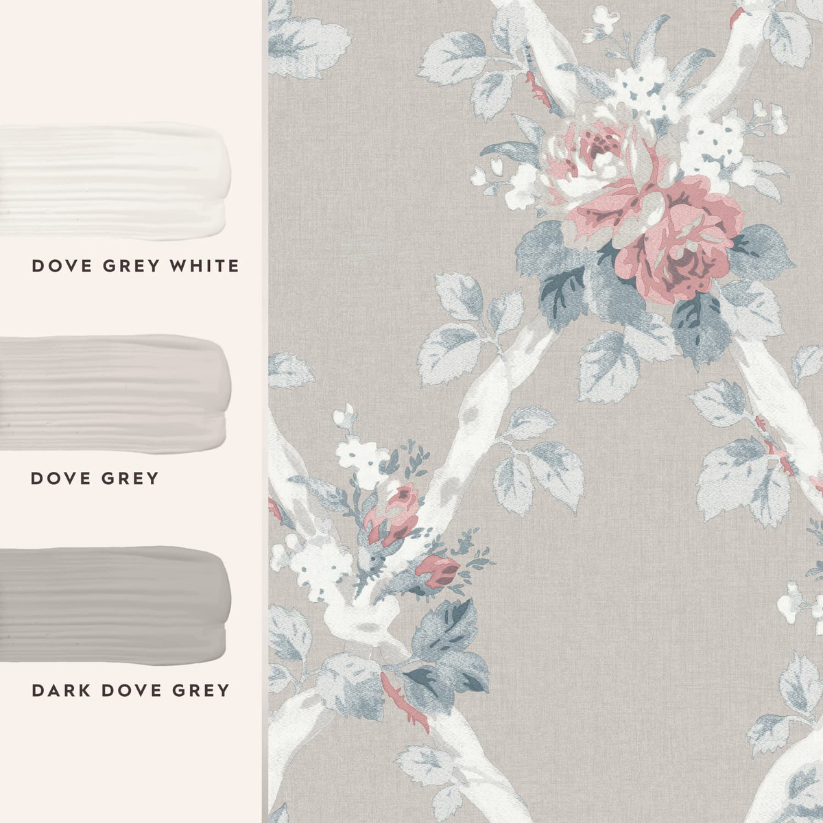 Laura Ashley Elwyn Dove Gray Wallpaper
