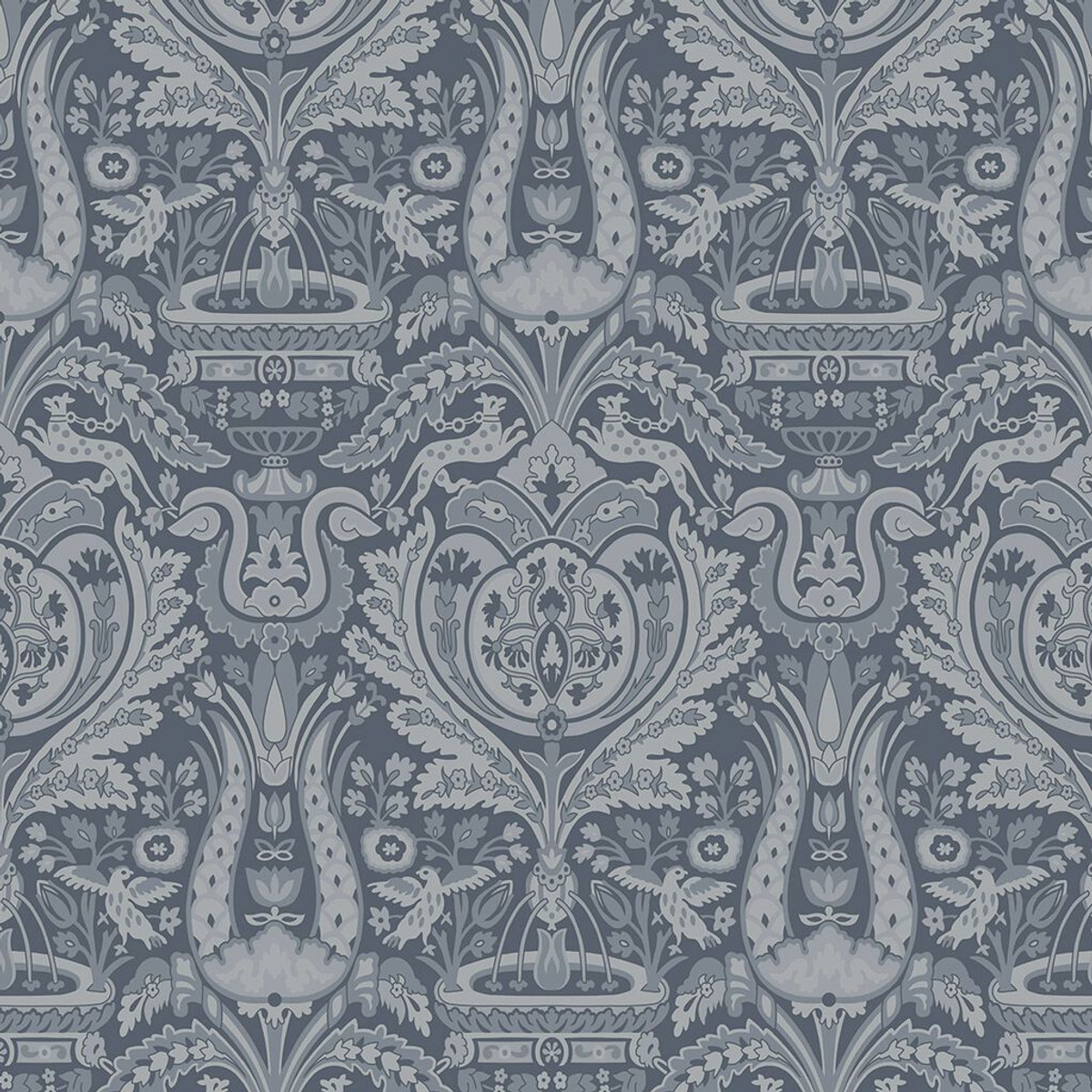 laura ashley heraldic damask dusky seaspray wallpaper