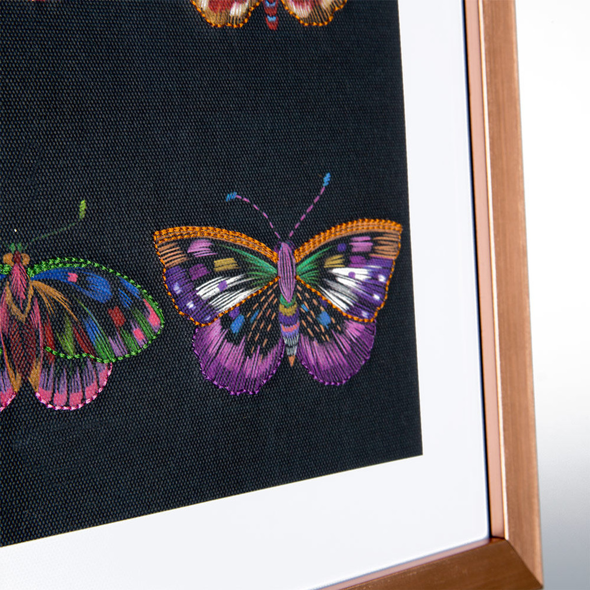 Beautiful Butterflies Stitched Framed Wall Art Print