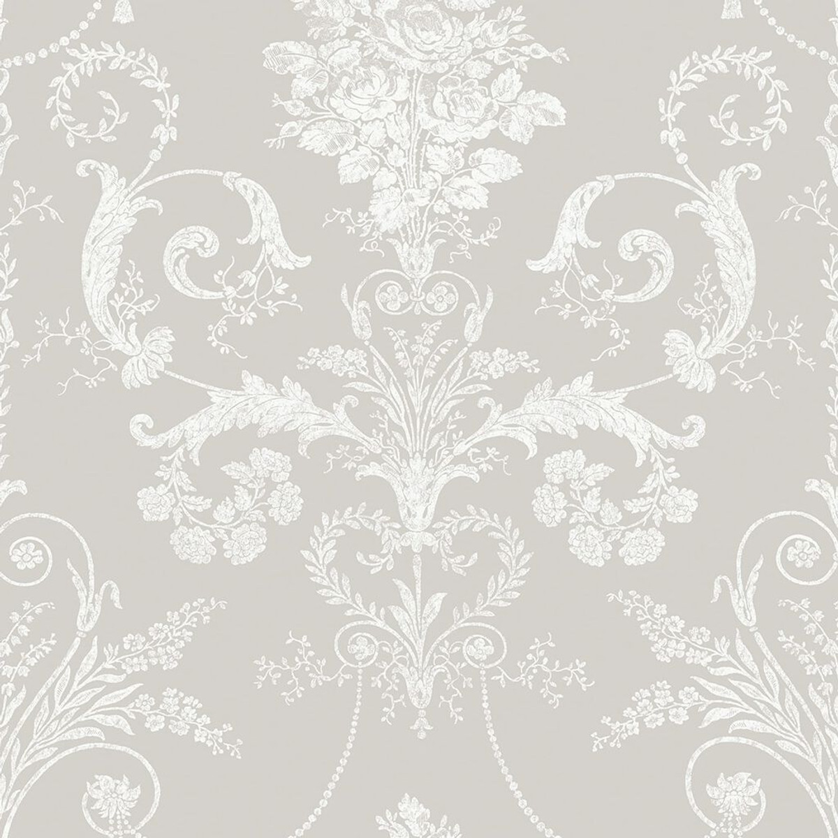 laura ashley josette white & dove grey wallpaper