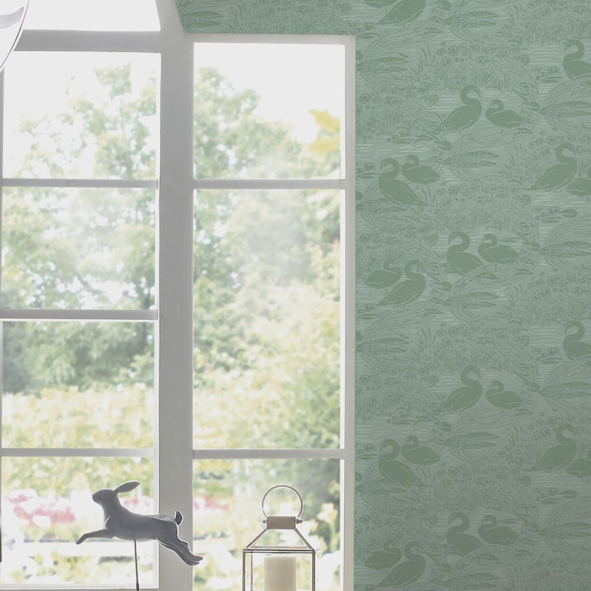 laura ashley swans jade green wallpaper