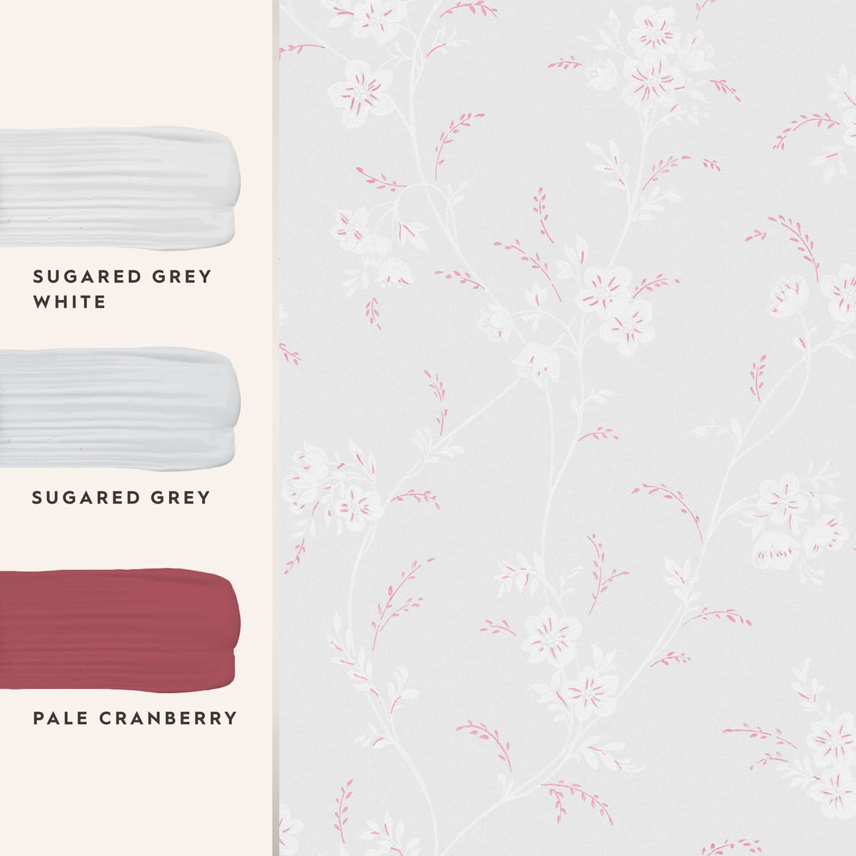 Laura Ashley Eva Floral Sugared Gray Wallpaper