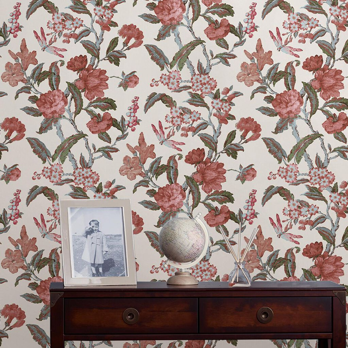 laura ashley minera crimson red wallpaper