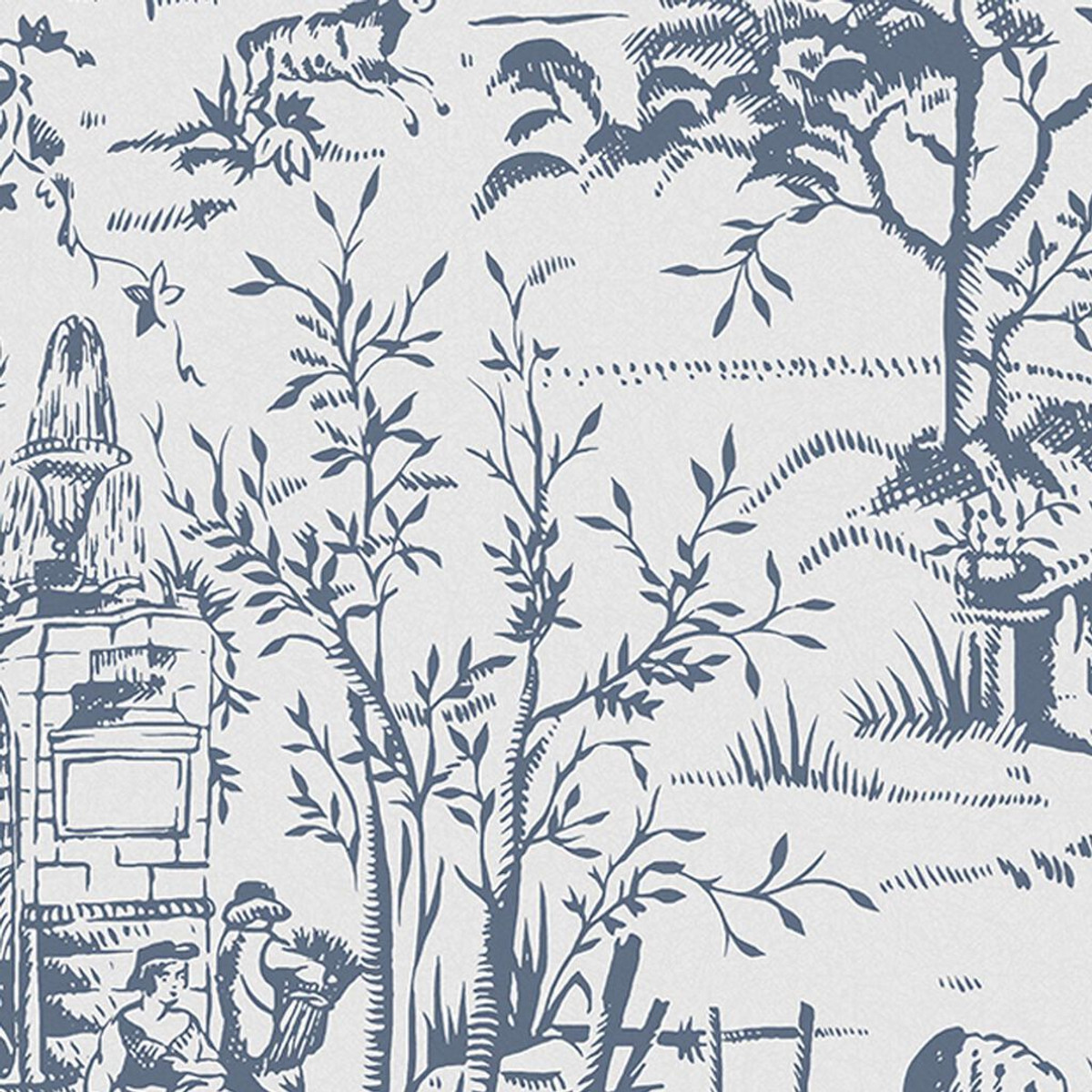 laura ashley toile de jouy dark seaspray blue wallpaper