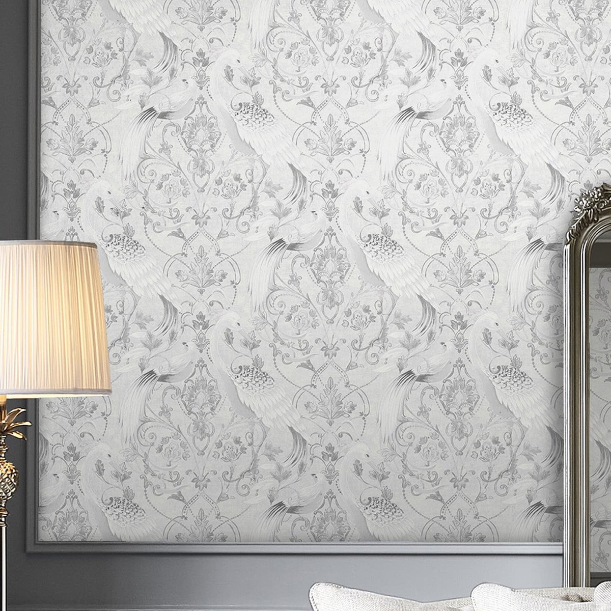 Laura Ashley Tregaron Silver Wallpaper