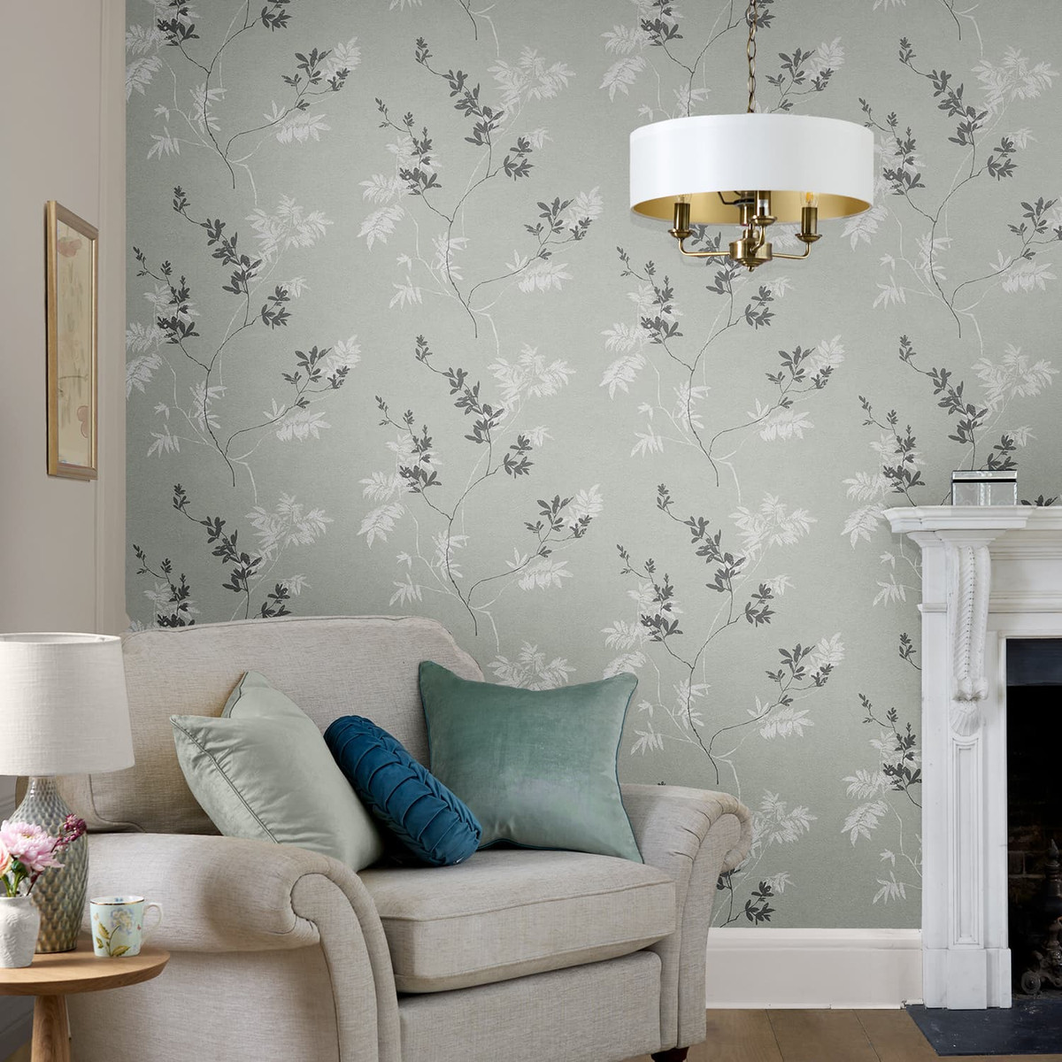 Laura Ashley Mari Mineral Green Wallpaper