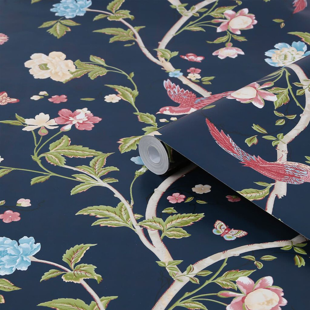 Laura Ashley Summer Palace Midnight Blue Wallpaper