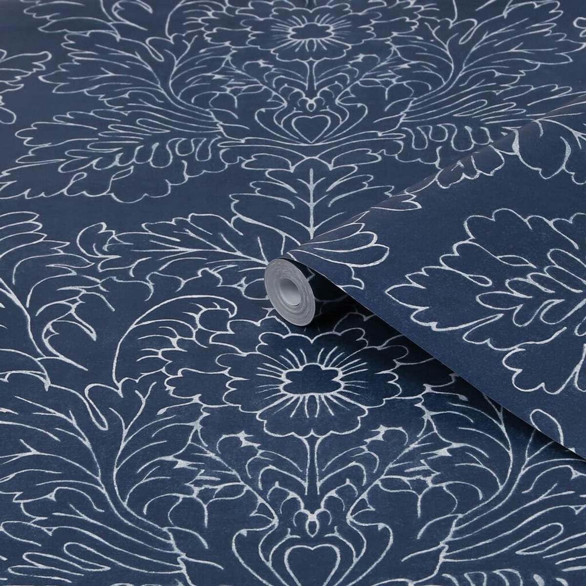 Laura Ashley Silchester Midnight Seaspray Blue Wallpaper