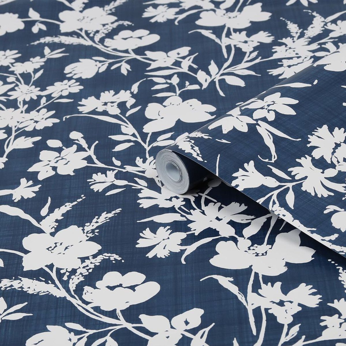 Laura Ashley Rye Midnight Seaspray Blue Wallpaper