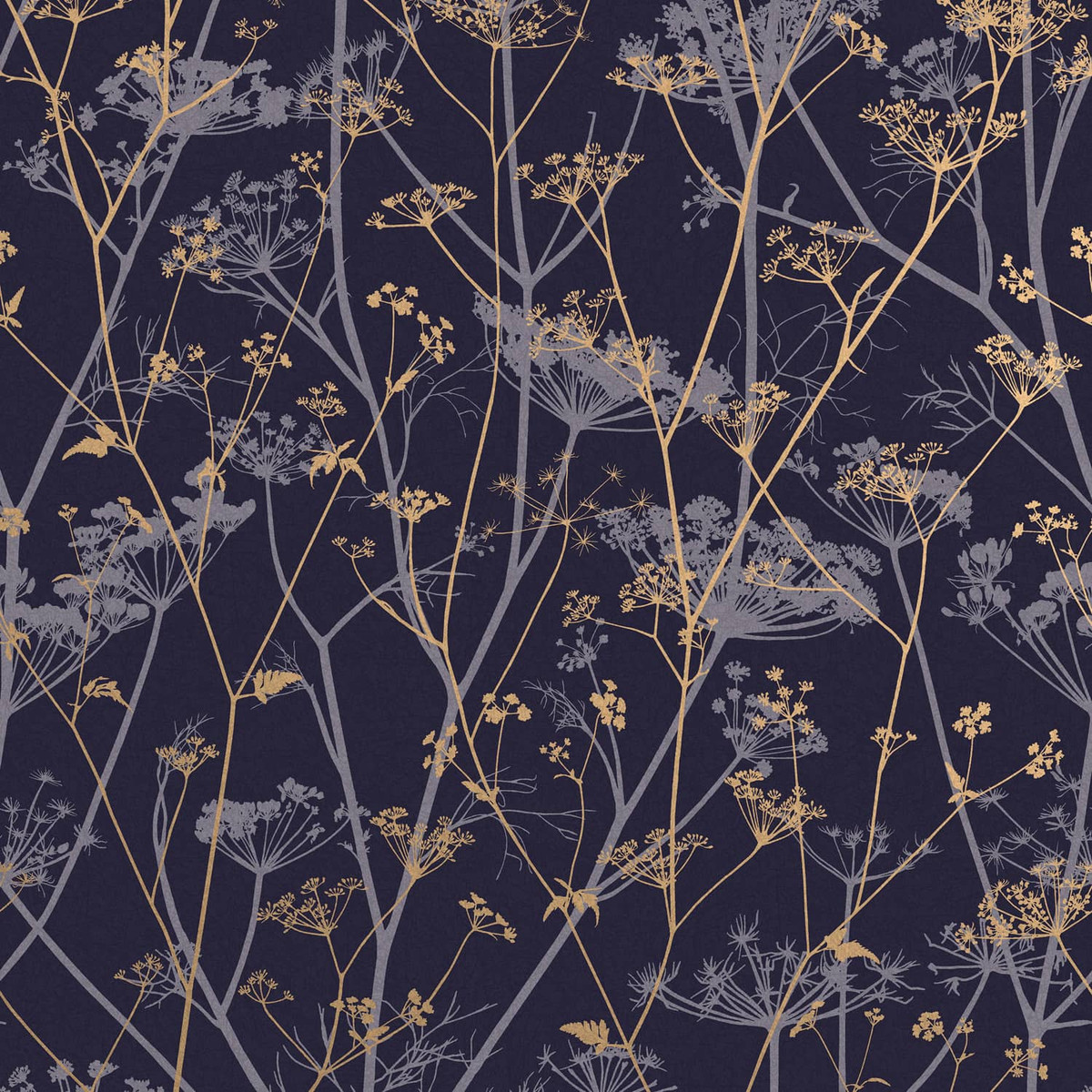 Wild Chervil Blackberry & Gold Wallpaper