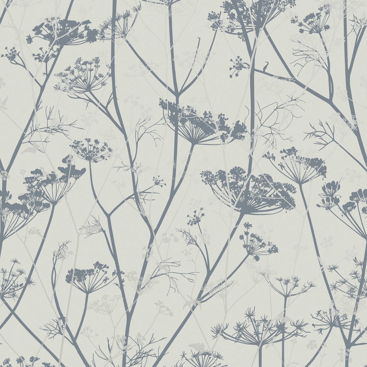 Wild Chervil Dove and Silver Wallpaper