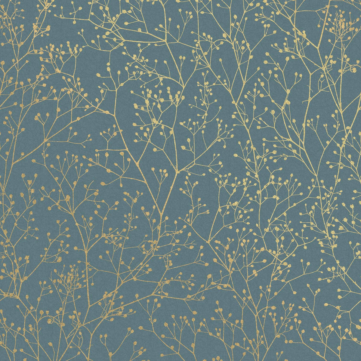 Gypsophila Airforce Blue & Soft Gold Wallpaper by Clarissa Hulse