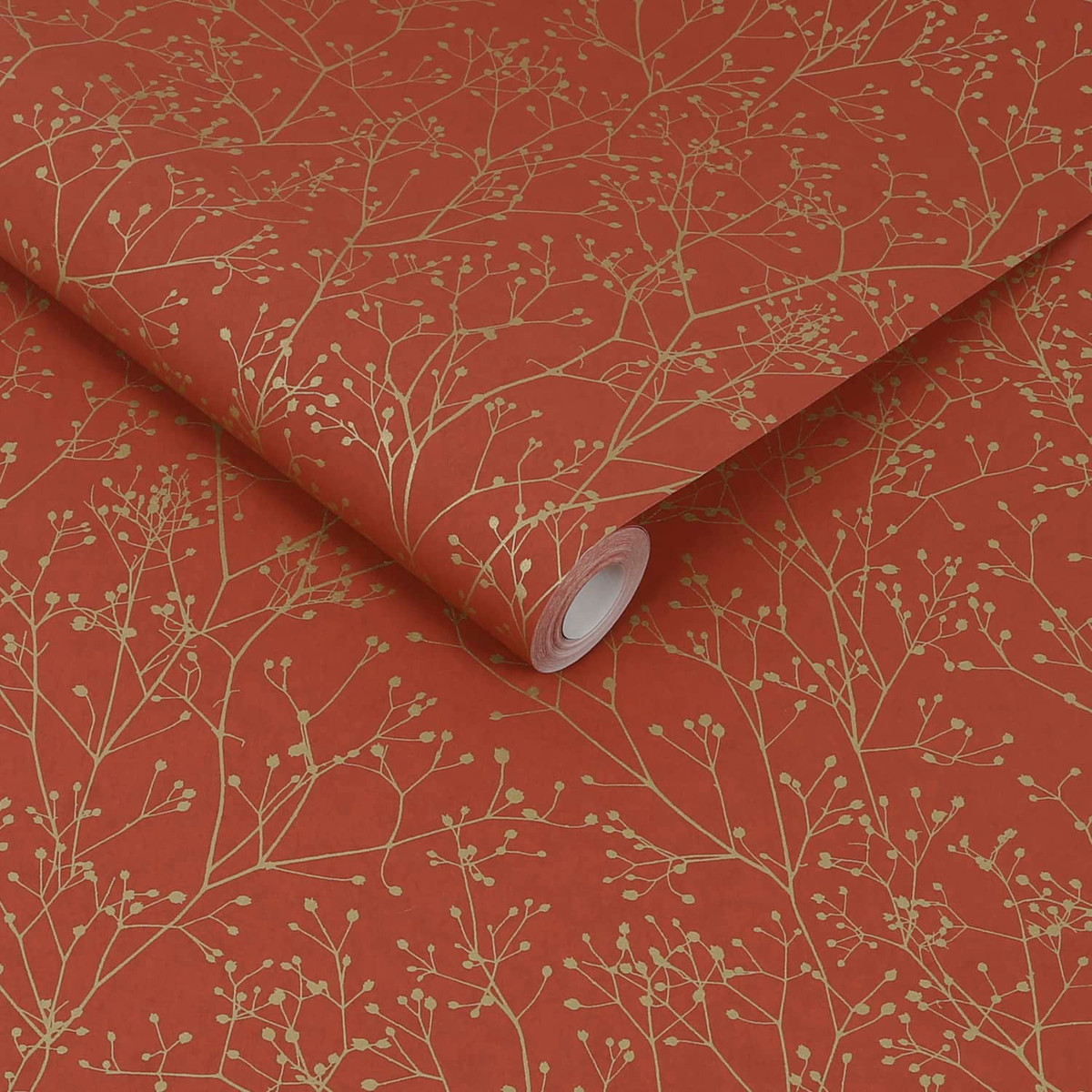 Gypsophila Paprika & Gold Wallpaper