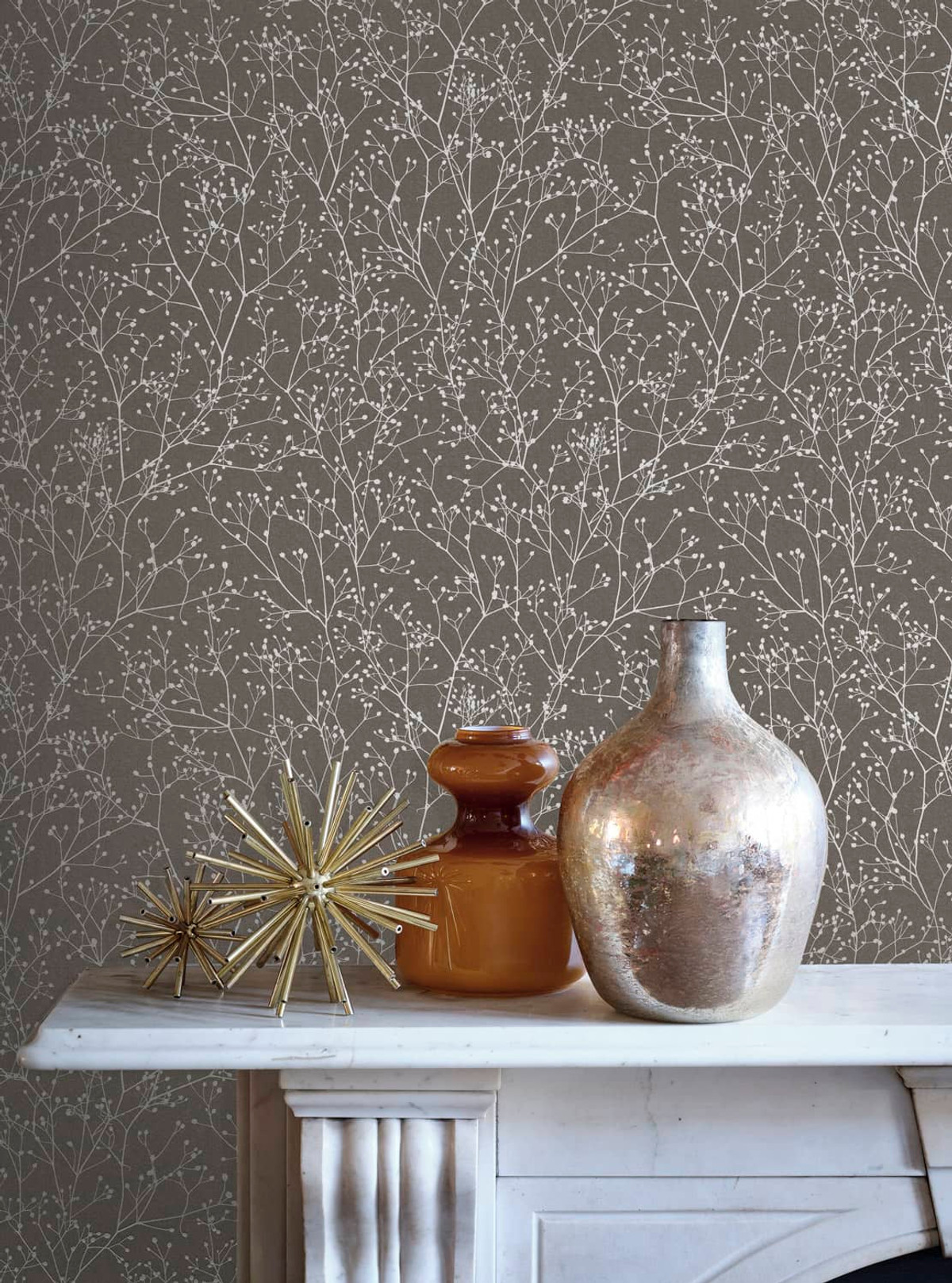 Gypsophila Mocha and Silver Wallpaper