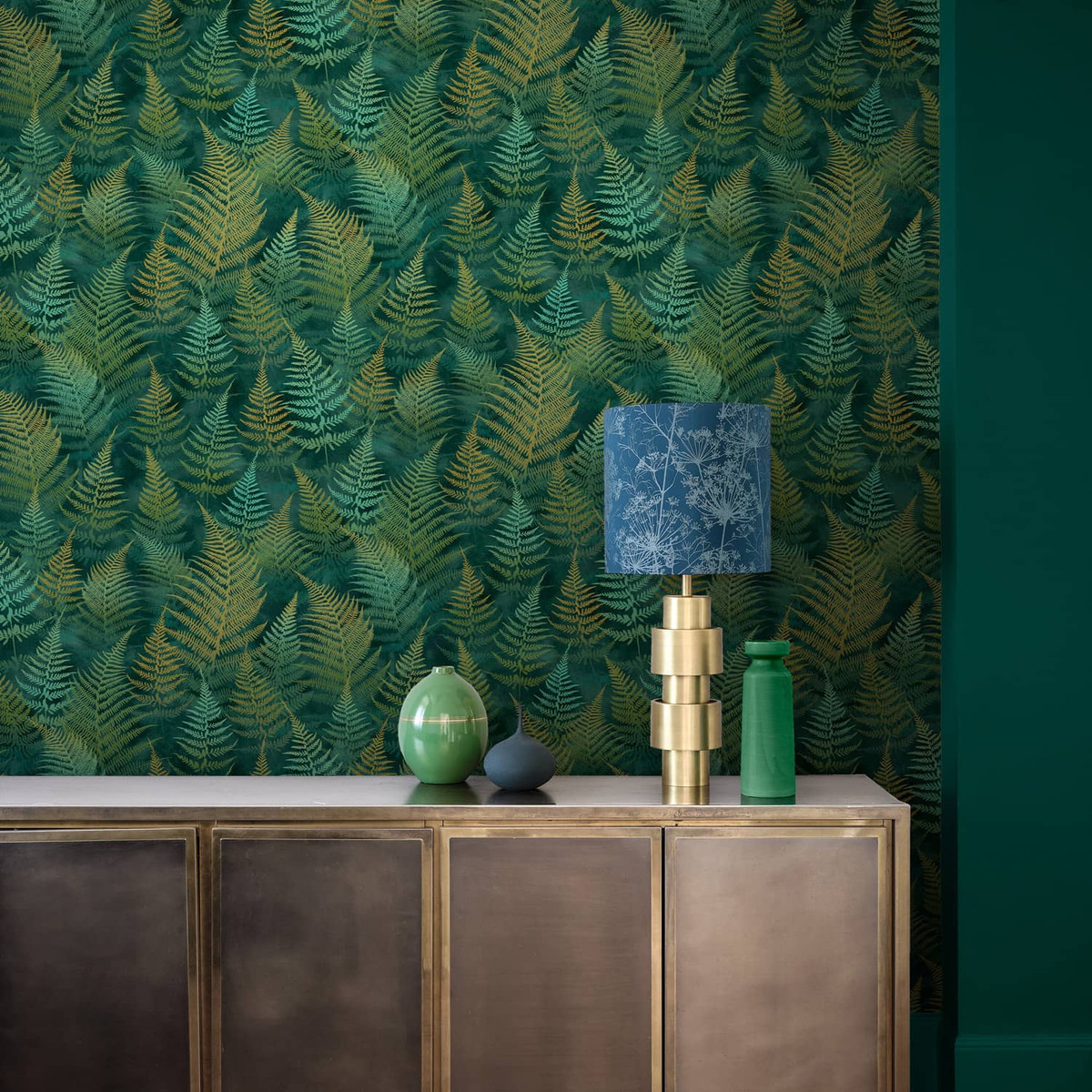 Woodland Fern Emerald Wallpaper