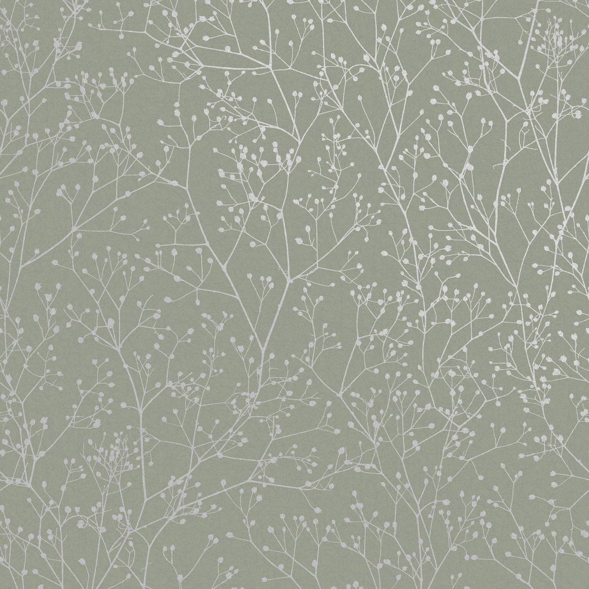 Papier Peint Gypsophila Vert Printemps et Argent