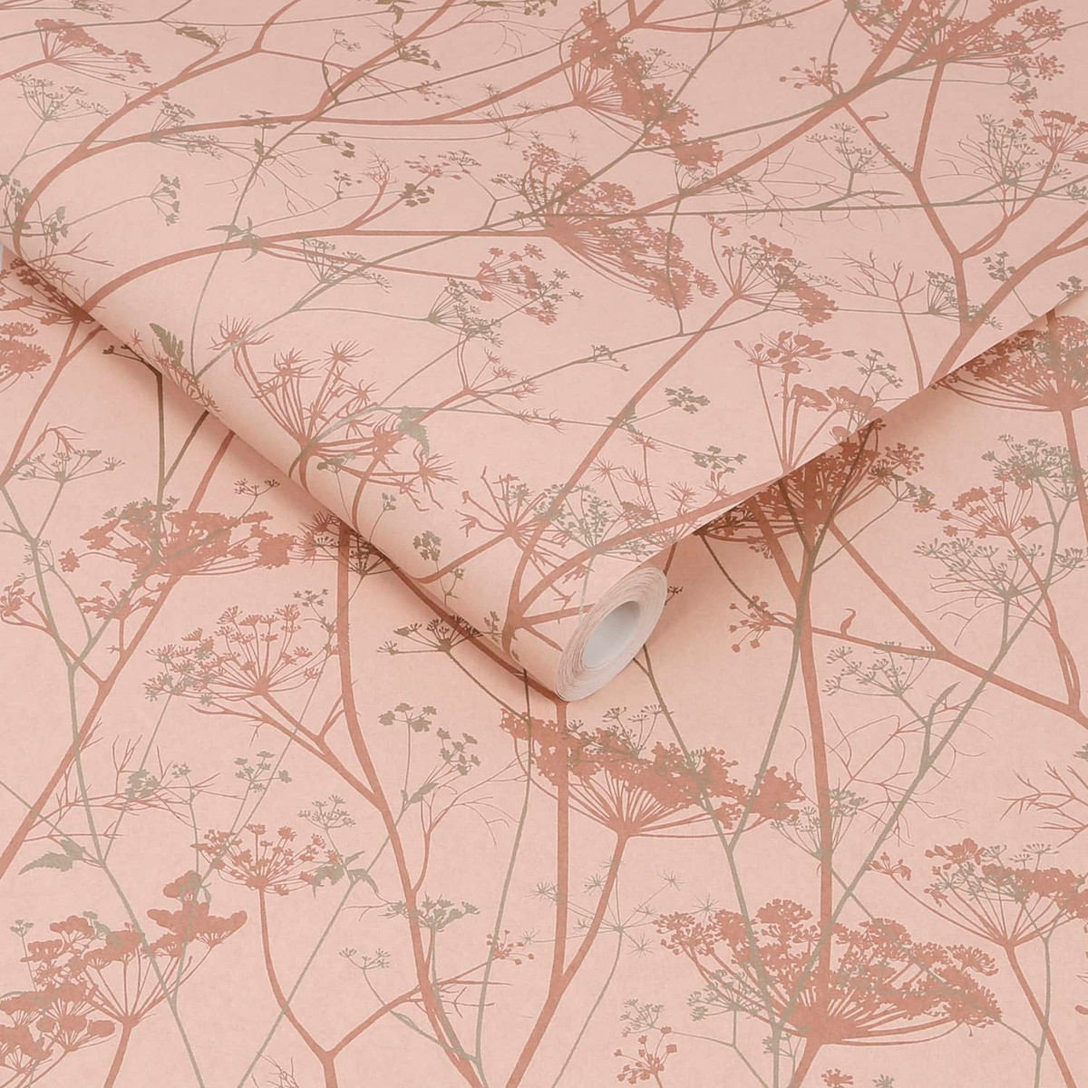 Wild Chervil Shell and Rose Gold Wallpaper