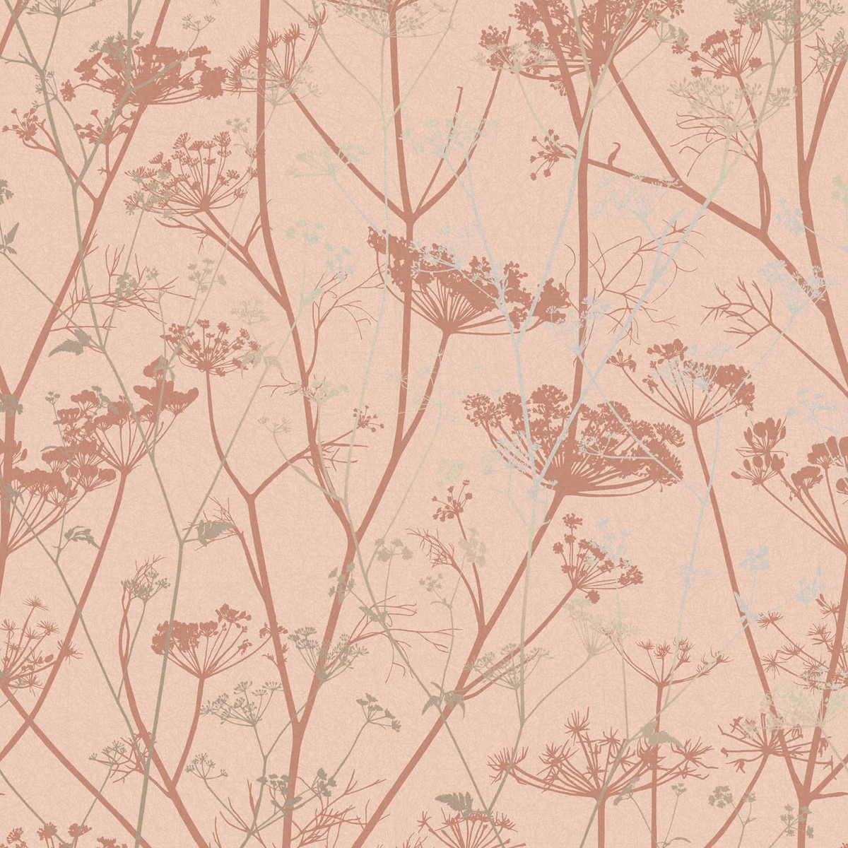 Wild Chervil Shell & Rose Gold Wallpaper by Clarissa Hulse