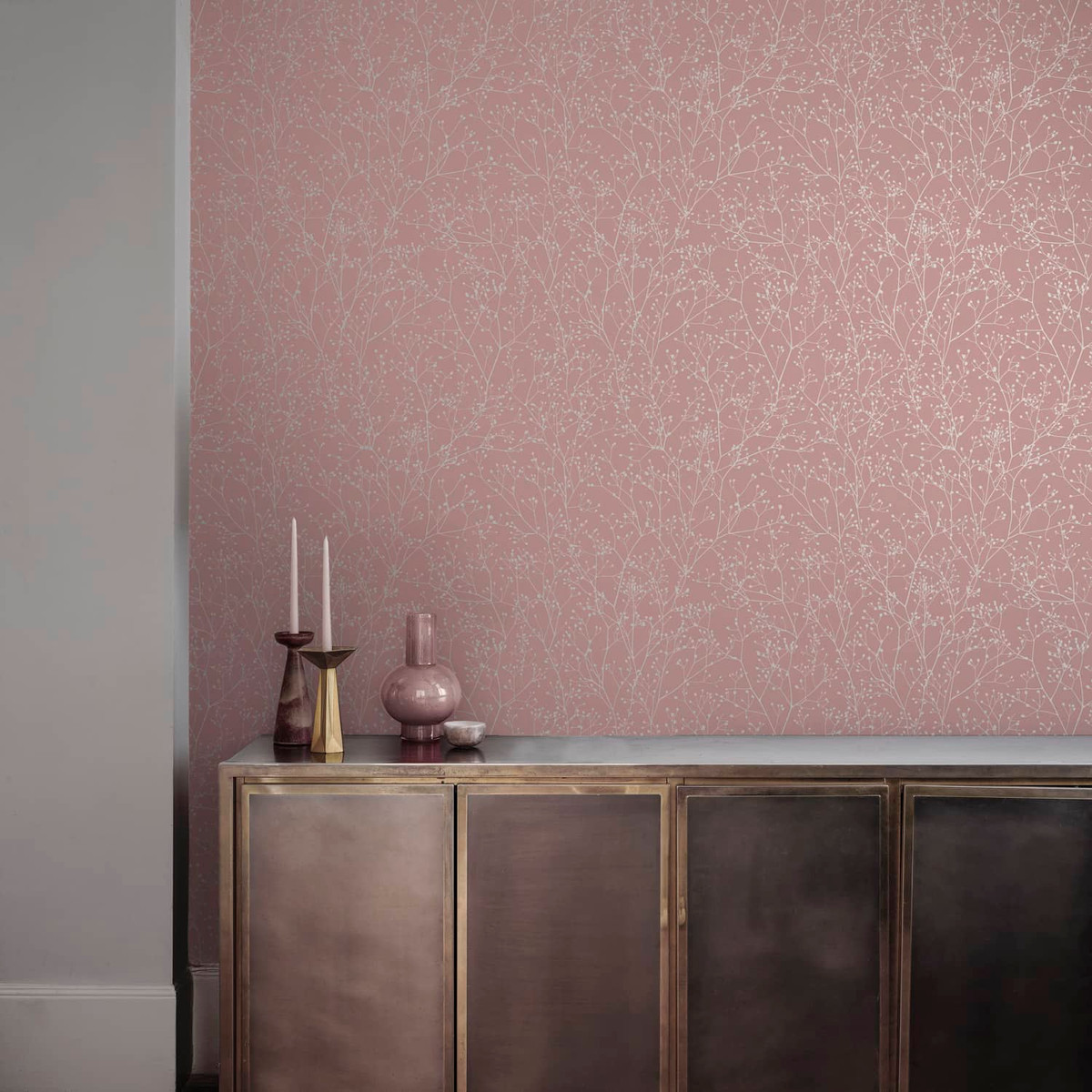 Gypsophila Shell and Rose Gold Wallpaper