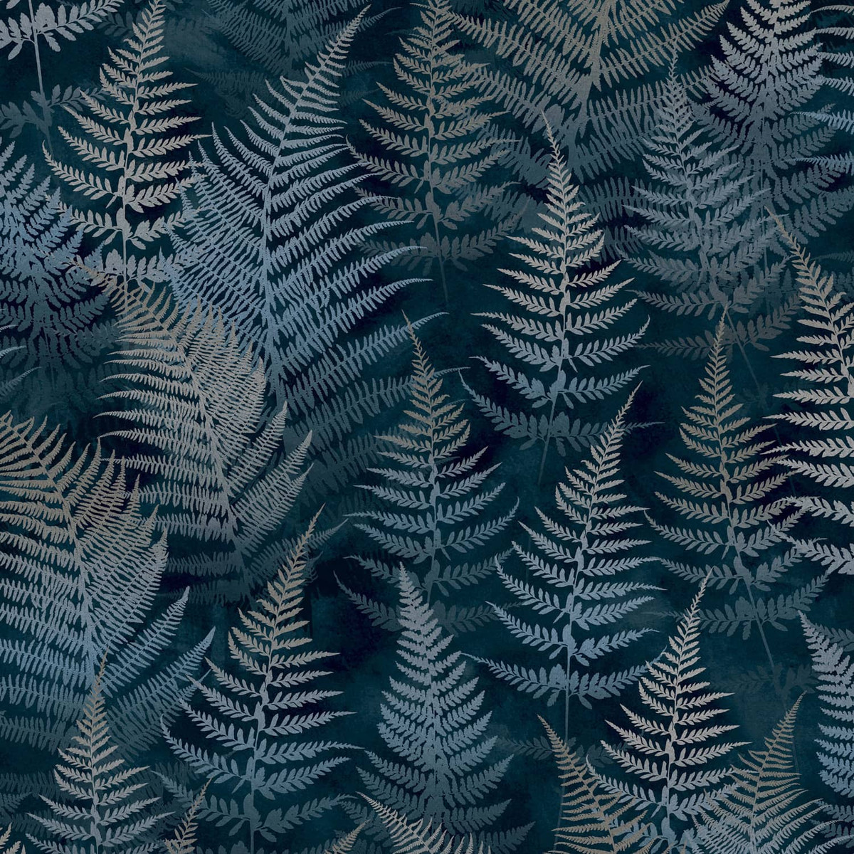 Papier Peint Woodland Fern Bleu Marine Français