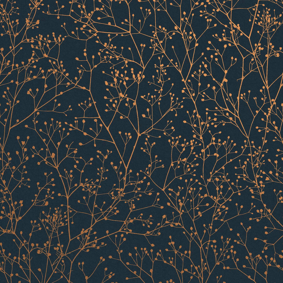 Papier Peint Gypsophila Bleu nuit et Cuivre