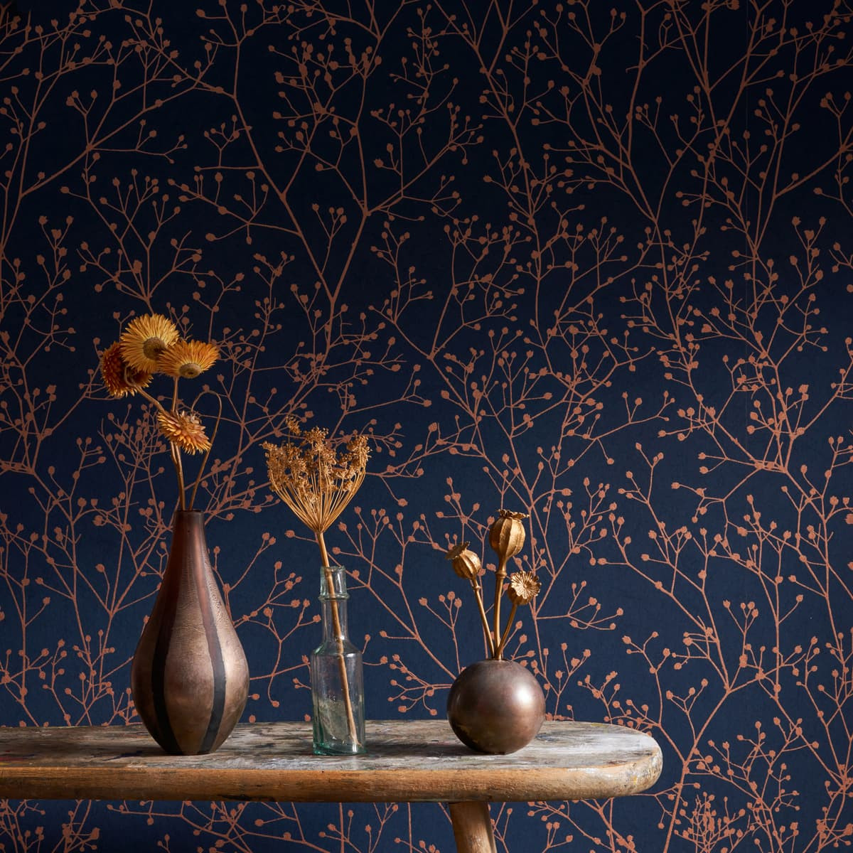 Gypsophila Midnight and Copper Wallpaper