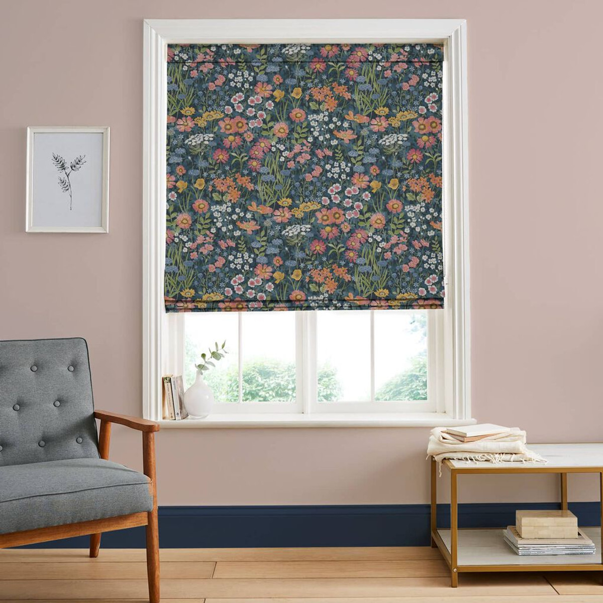 Wallflower Dusk Roman Blind