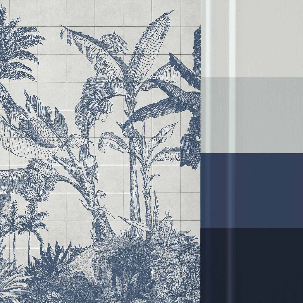 Tiled Jungle Blue Bespoke Mural