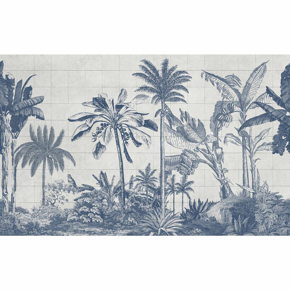 Tiled Jungle Blue Bespoke Mural