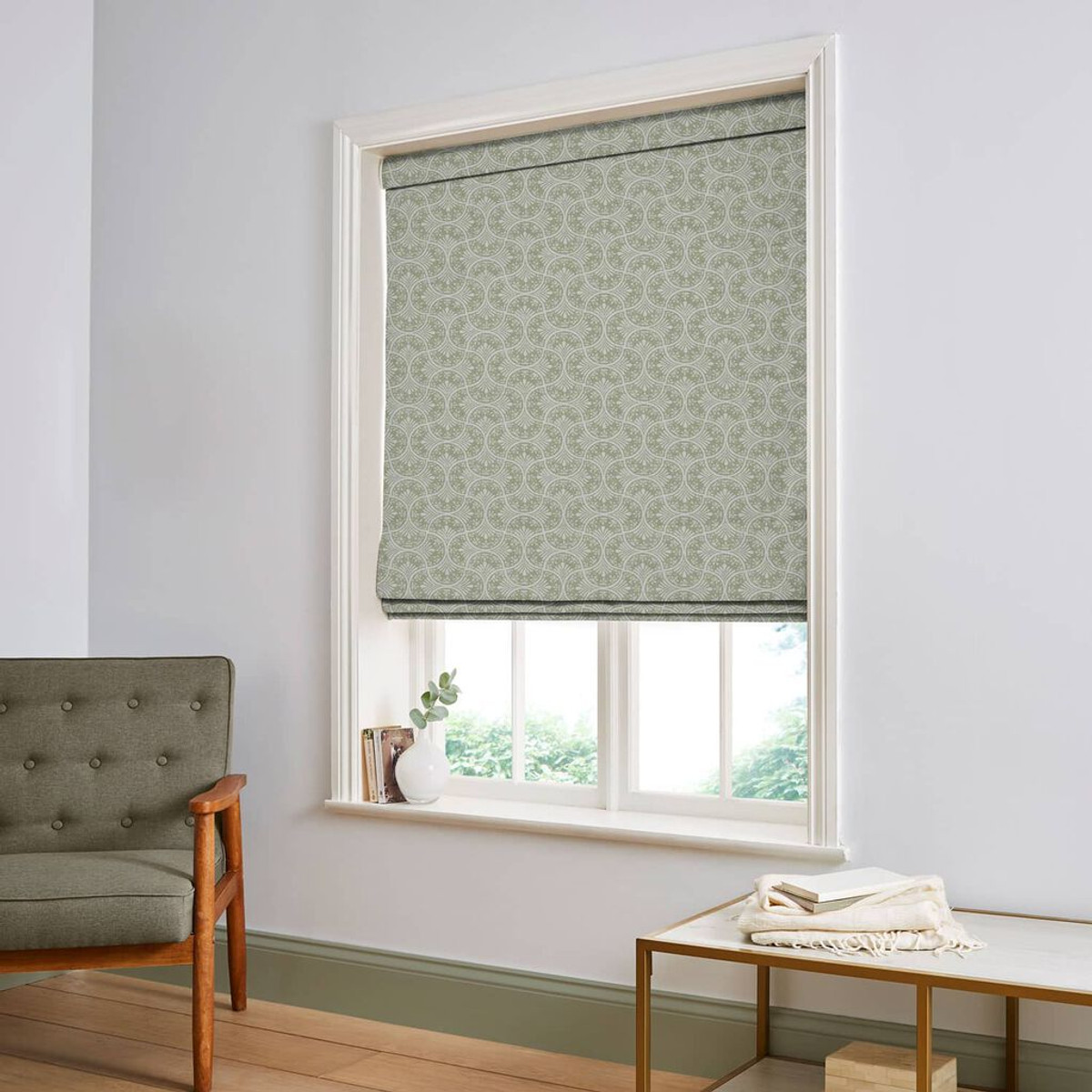 Hopwood Cottage Sage Roman Blind