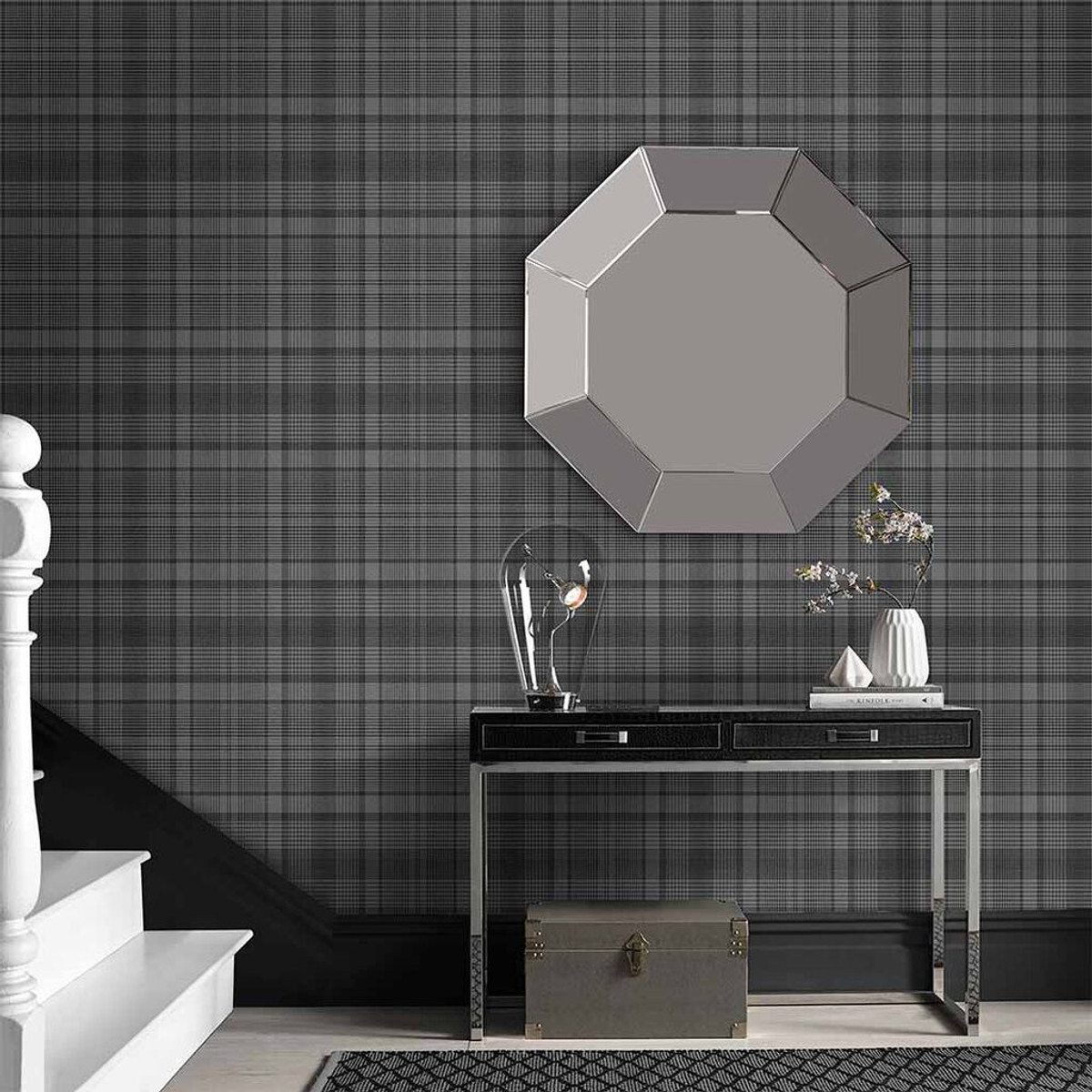 Heritage Plaid Charcoal Wallpaper