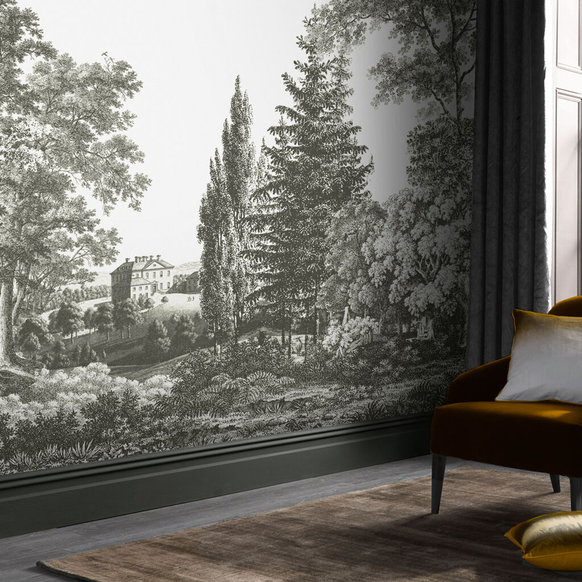 Stately Manor Grey Bespoke Mural