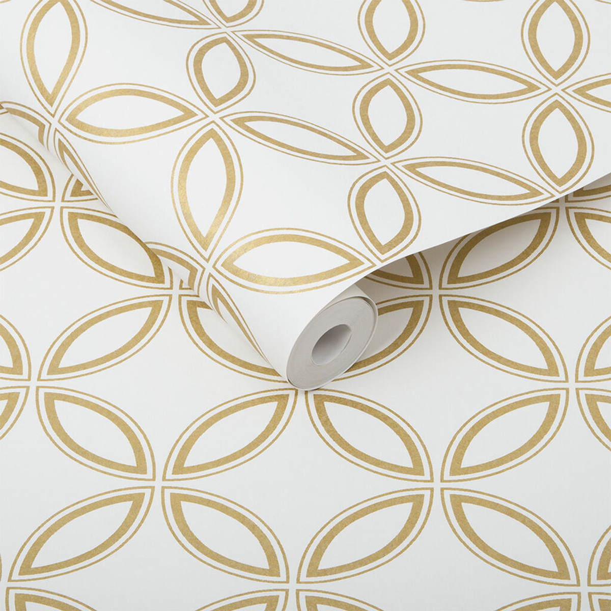 Eternity White and Gold Wallpaper