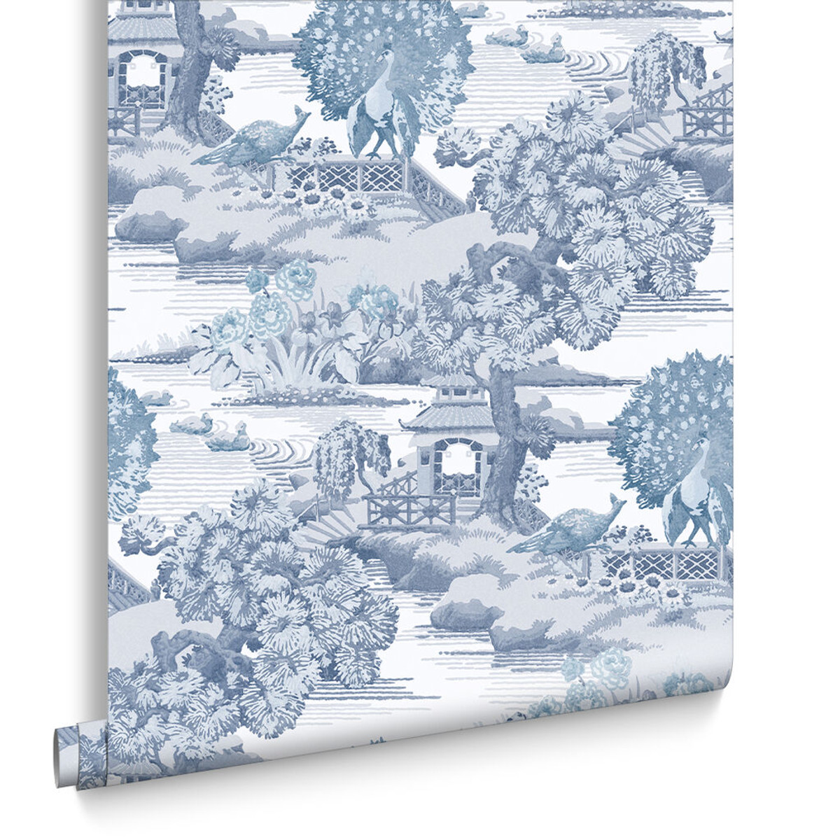 Edo Toile Blue Wallpaper