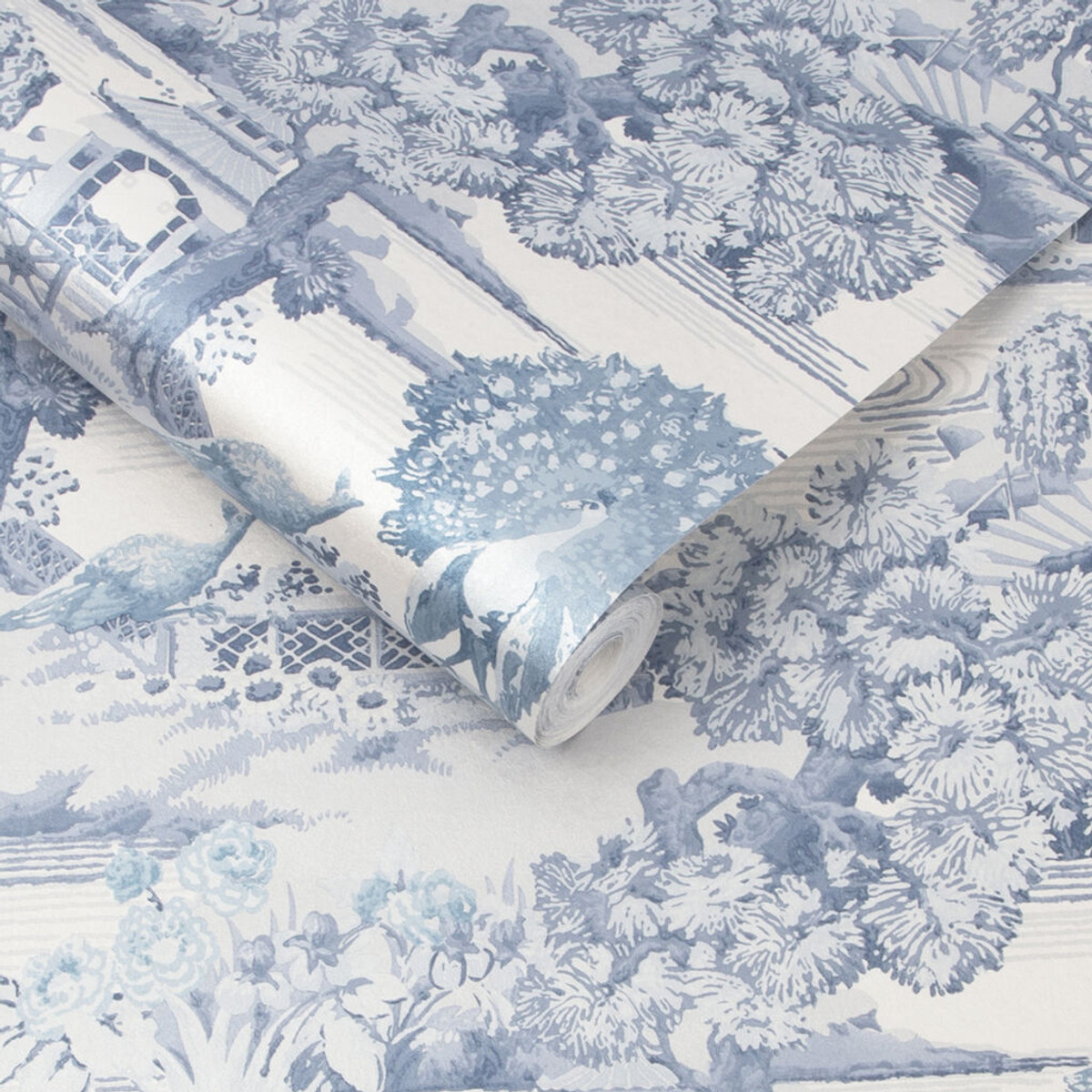 Edo Toile Blue Wallpaper