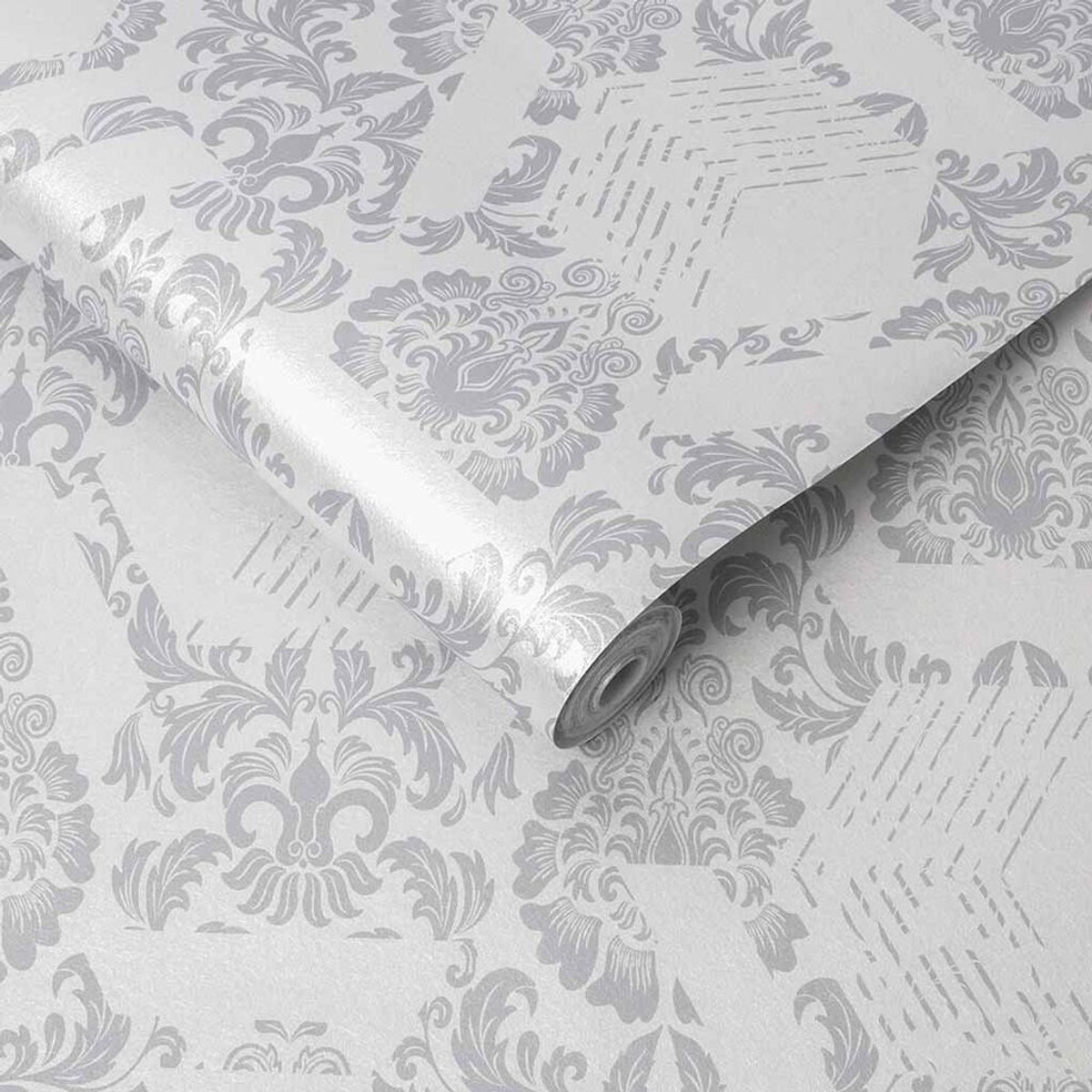 Geo Damask Mist Wallpaper