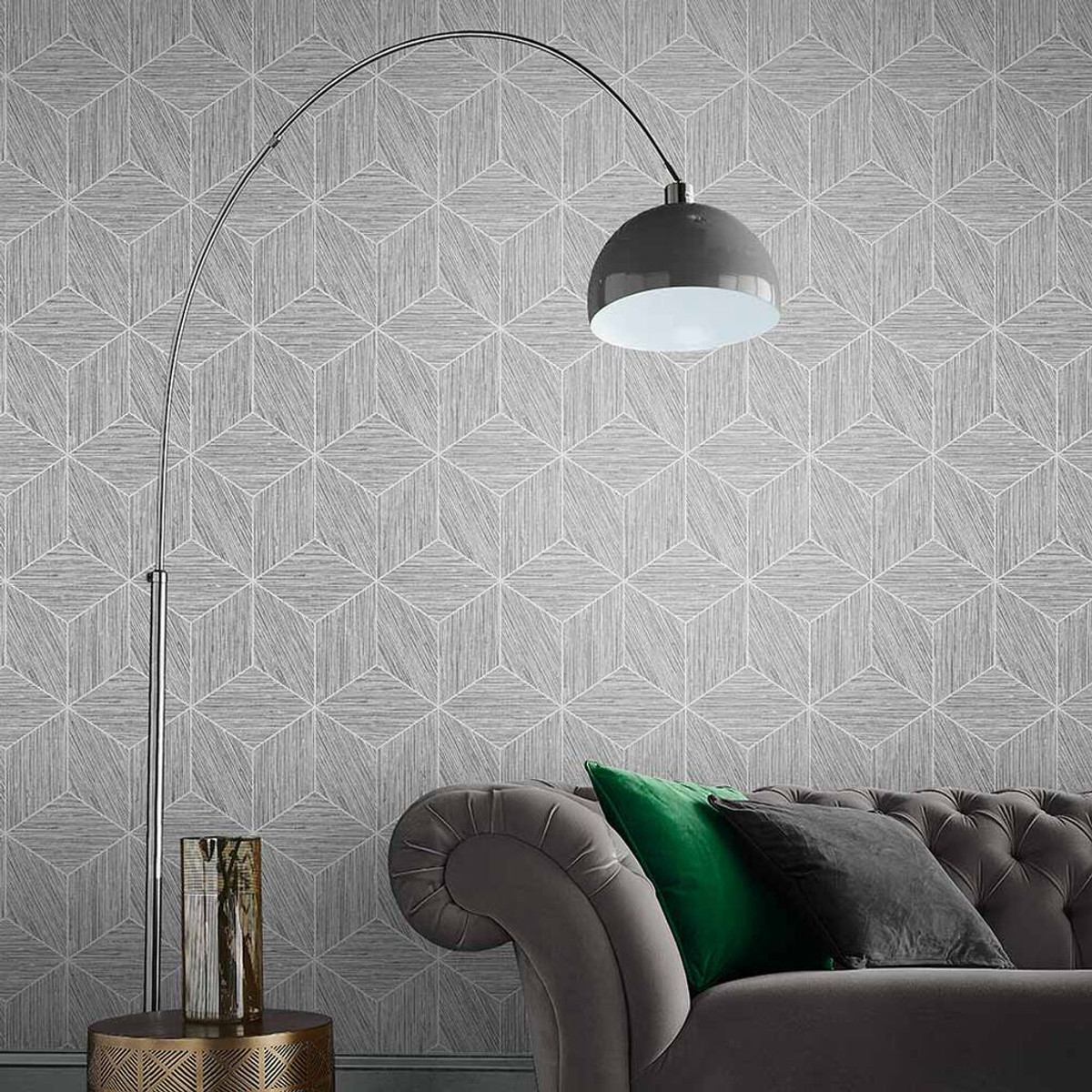 Grasscloth Geo Grey Wallpaper