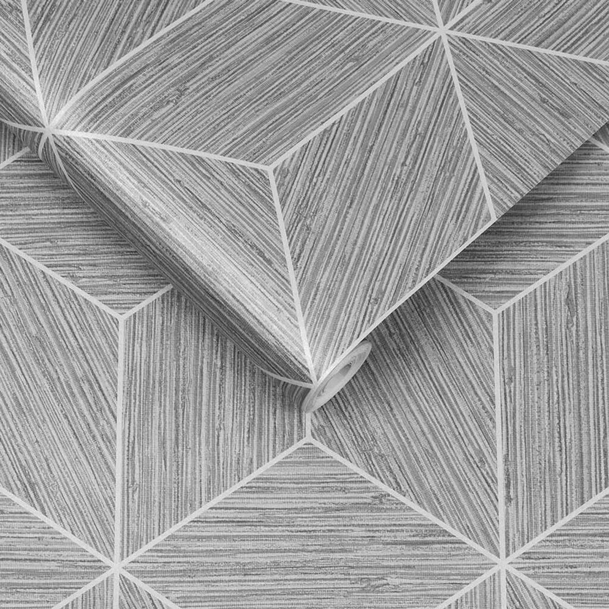 Grasscloth Geo Grey Wallpaper