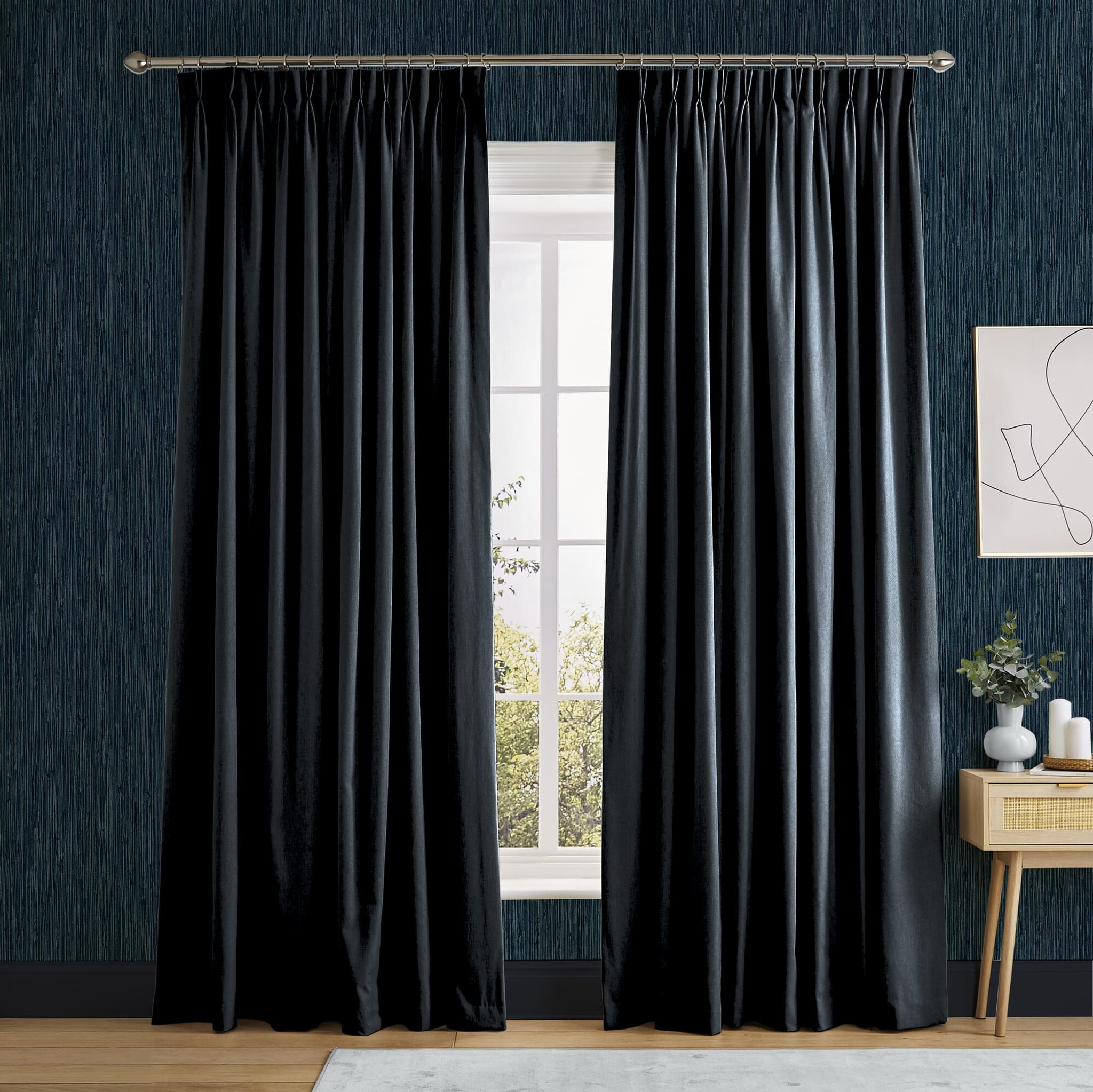 Elegance Deep Navy Curtains | Made to Measure Curtains | Graham & Brown