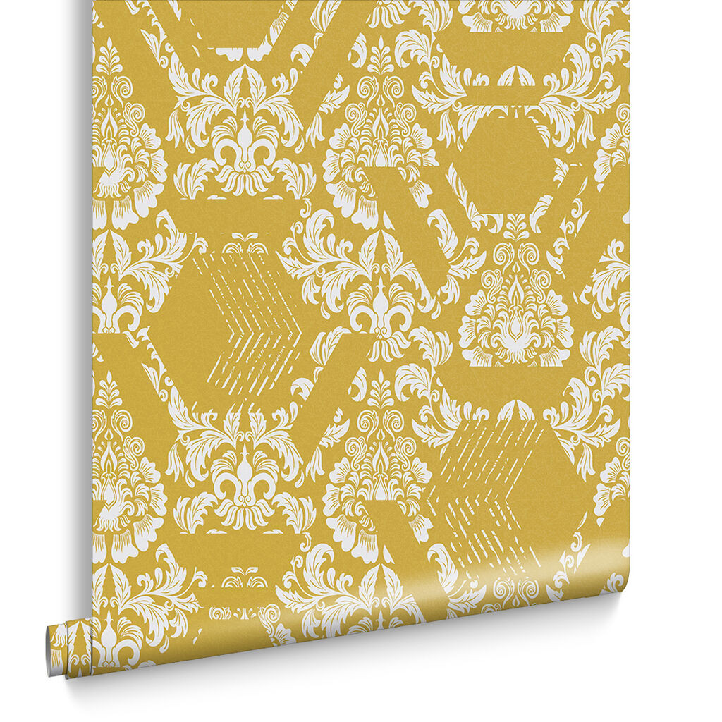 Geo Damask Yellow Wallpaper Yellow Wallpaper Graham & Brown
