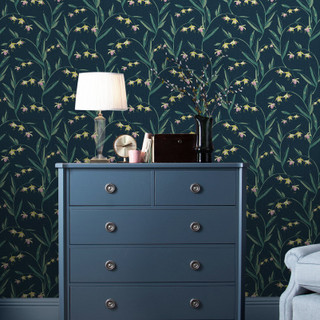 Laura Ashley Fulwell Fuchsia Midnight Seaspray Wallpaper