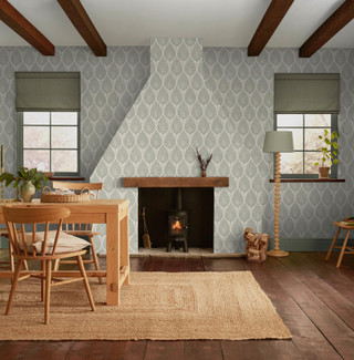 Flame Leaf Neutral  Wallpaper