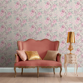 Chinoiserie Pink Linen Wallpaper
