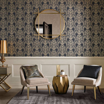 Art Deco Black and Gold Wallpaper